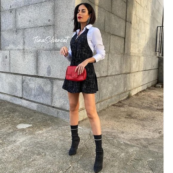 BLOGGER'S FAVE! Zara Contrasting Tweed Mini Dress NWT - Picture 3 of 16